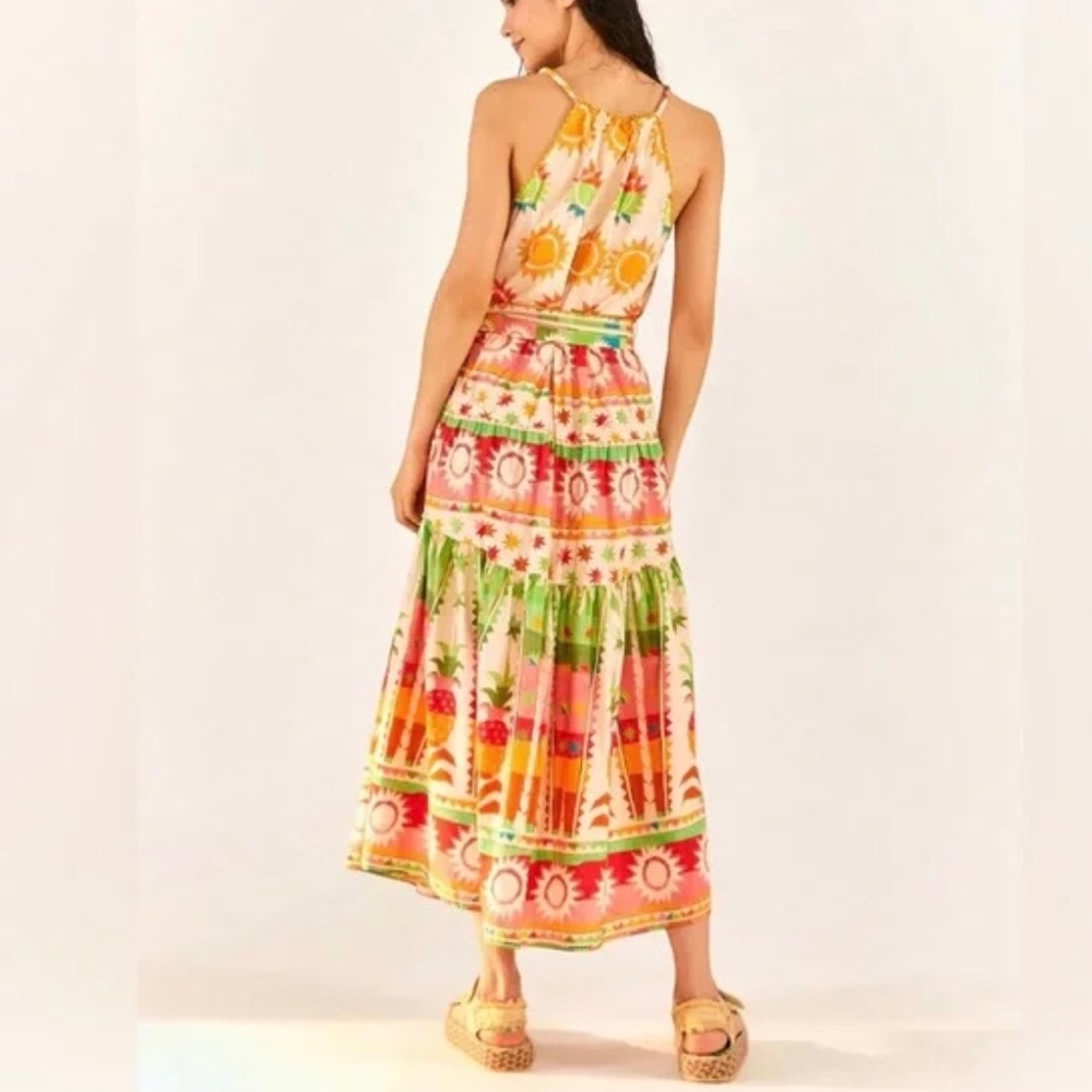 FARM Rio Multicolor Sun & Palm Maxi Dress - Cream, Pink, Green, Orange, Blue - Picture 7 of 8